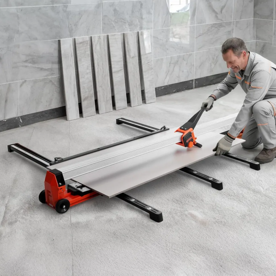 VEVOR 71-Inch Manual Tile Cutter, Upgraded Rail and Sliding Head, Precision Alignment Guide, Tungsten Carbide Cutting Wheel, Support Legs with Swivel Wheels, for DIY Pros, Ceramic, Floor, Wall Tiles