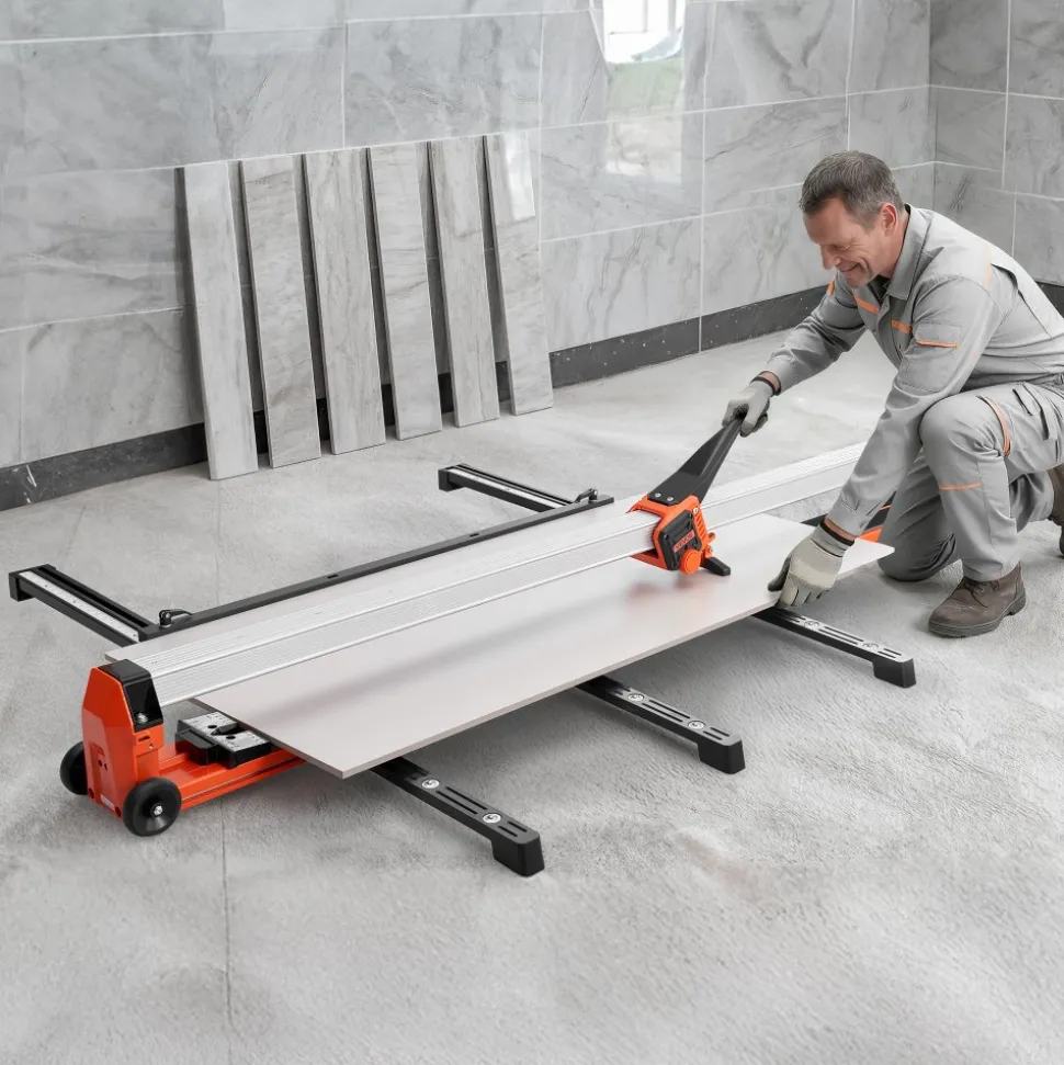 VEVOR 63-Inch Manual Tile Cutter, Upgraded Rail and Sliding Head, Precision Alignment Guide, Tungsten Carbide Cutting Wheel, Support Legs with Swivel Wheels, for DIY Pros, Ceramic, Floor, Wall Tiles