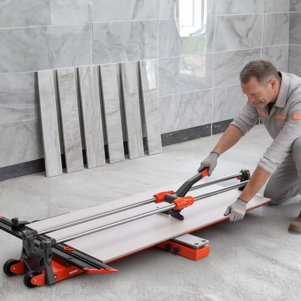 VEVOR 47.2-Inch Manual Tile Cutter, Upgraded Sliding Head Cutting Tool with Spring-Loaded Base, Angle Fence, Tungsten Carbide Cutting Wheel, Alignment Guide, for DIY Pros, Ceramic, Floor, Wall Tiles