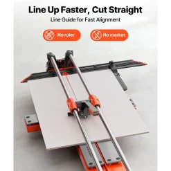 VEVOR 47.2-Inch Manual Tile Cutter, Upgraded Sliding Head Cutting Tool with Spring-Loaded Base, Angle Fence, Tungsten Carbide Cutting Wheel, Alignment Guide, for DIY Pros, Ceramic, Floor, Wall Tiles
