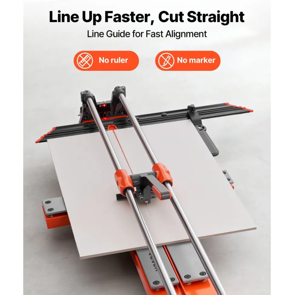 VEVOR 47.2-Inch Manual Tile Cutter, Upgraded Sliding Head Cutting Tool with Spring-Loaded Base, Angle Fence, Tungsten Carbide Cutting Wheel, Alignment Guide, for DIY Pros, Ceramic, Floor, Wall Tiles