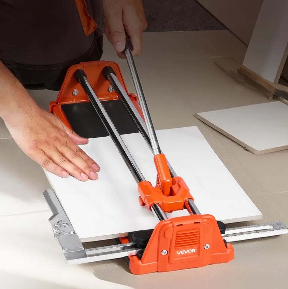 VEVOR 17-Inch Manual Tile Cutter for Wall & Polished Tiles,Double Rails for Precise Cutting, Tungsten Carbide Wheel,Non-Slip Handle,Anti-Displacement Pressure Rod,Precise Cuts for Pros & Beginners