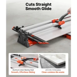 VEVOR 39.4-Inch Manual Tile Cutter, Upgraded Sliding Head Cutting Tool with Spring-Loaded Base, Angle Fence, Tungsten Carbide Cutting Wheel, Alignment Guide, for DIY Pros, Ceramic, Floor, Wall Tiles