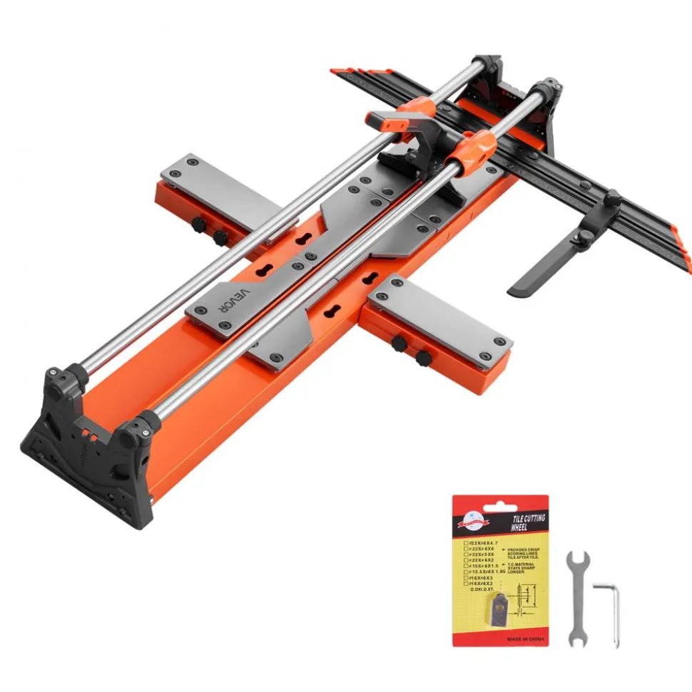 VEVOR 39.4-Inch Manual Tile Cutter, Upgraded Sliding Head Cutting Tool with Spring-Loaded Base, Angle Fence, Tungsten Carbide Cutting Wheel, Alignment Guide, for DIY Pros, Ceramic, Floor, Wall Tiles