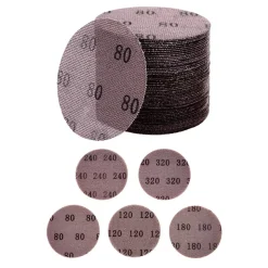 VEVOR 5-inch Mesh Abrasive Sanding Discs 50PCS, Grit 80/120/180/240/320 Assorted Anti-Clogging Ceramic Mesh Sandpapers, Hook-and-Loop Sanding Discs for Metal Wood Plaster, Car Body, Paint Removal