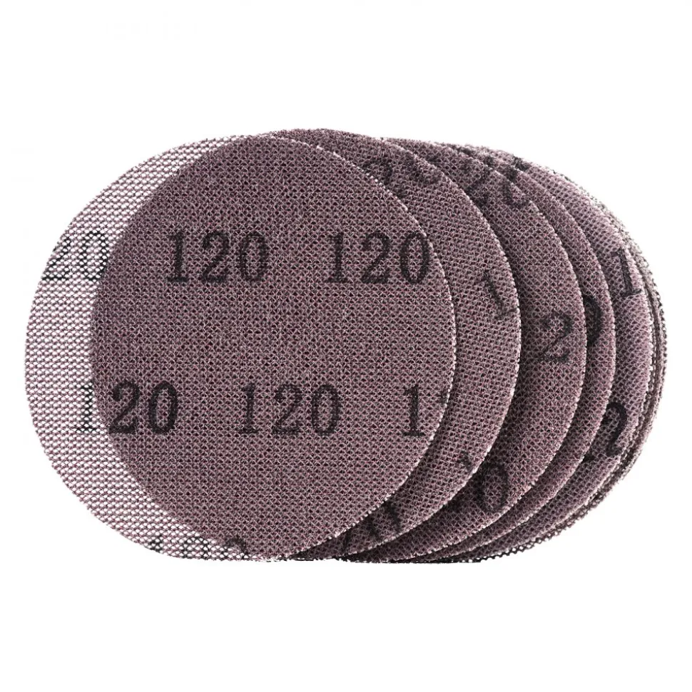VEVOR 5-inch Mesh Abrasive Sanding Discs, 50PCS 120 Grit Anti-Clogging Ceramic Sandpapers Dust Free, Hook-and-Loop Sanding Discs for Metal Wood Plaster Sanding, Car Body Repair, Paint Removal