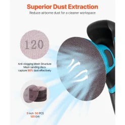 VEVOR 5-inch Mesh Abrasive Sanding Discs, 50PCS 120 Grit Anti-Clogging Ceramic Sandpapers Dust Free, Hook-and-Loop Sanding Discs for Metal Wood Plaster Sanding, Car Body Repair, Paint Removal