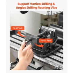 VEVOR 15.875-Inch Mill Drill Machine, 2 HP, Benchtop Milling Drill Press, 150-2560 RPM Adjustable Speed, with Rotating Vise, Laser and Work Light, Milling Drilling Machine, for Woodworking Light Metal