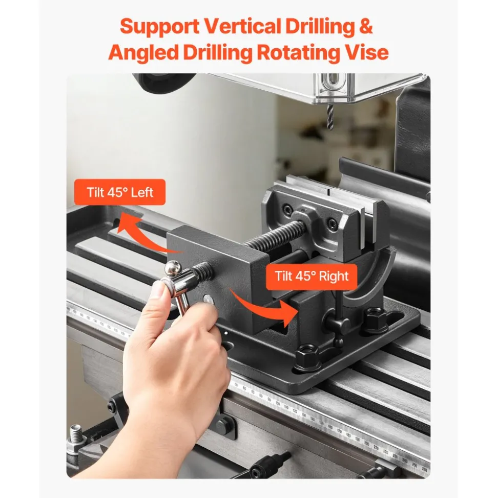 VEVOR 15.875-Inch Mill Drill Machine, 2 HP, Benchtop Milling Drill Press, 150-2560 RPM Adjustable Speed, with Rotating Vise, Laser and Work Light, Milling Drilling Machine, for Woodworking Light Metal