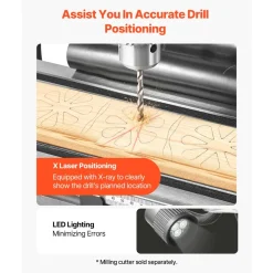VEVOR 15.875-Inch Mill Drill Machine, 2 HP, Benchtop Milling Drill Press, 150-2560 RPM Adjustable Speed, with Rotating Vise, Laser and Work Light, Milling Drilling Machine, for Woodworking Light Metal