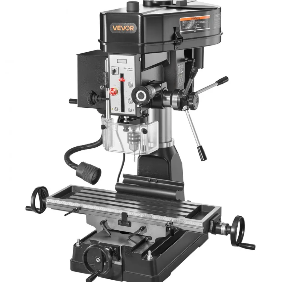VEVOR 15.875-Inch Mill Drill Machine, 2 HP, Benchtop Milling Drill Press, 150-2560 RPM Adjustable Speed, with Rotating Vise, Laser and Work Light, Milling Drilling Machine, for Woodworking Light Metal