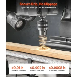 VEVOR 15.875-Inch Mill Drill Machine, 2 HP, Benchtop Milling Drill Press, 150-2560 RPM Adjustable Speed, with Rotating Vise, Laser and Work Light, Milling Drilling Machine, for Woodworking Light Metal