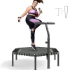 VEVOR 54.5 Inch Mini Trampoline, 450 lbs Max Load Fitness Rebounder, Stable & Quiet Small Trampoline with 3 Levels Height Adjustable & Foam Handle, Exercise Rebounder for Adults Indoor/Garden Workout
