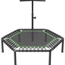 VEVOR 54.5 Inch Mini Trampoline, 450 lbs Max Load Fitness Rebounder, Stable & Quiet Small Trampoline with 3 Levels Height Adjustable & Foam Handle, Exercise Rebounder for Adults Indoor/Garden Workout