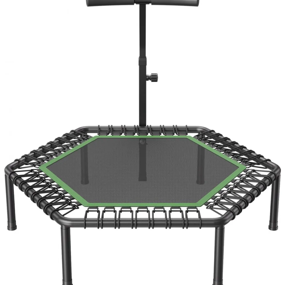 VEVOR 54.5 Inch Mini Trampoline, 450 lbs Max Load Fitness Rebounder, Stable & Quiet Small Trampoline with 3 Levels Height Adjustable & Foam Handle, Exercise Rebounder for Adults Indoor/Garden Workout