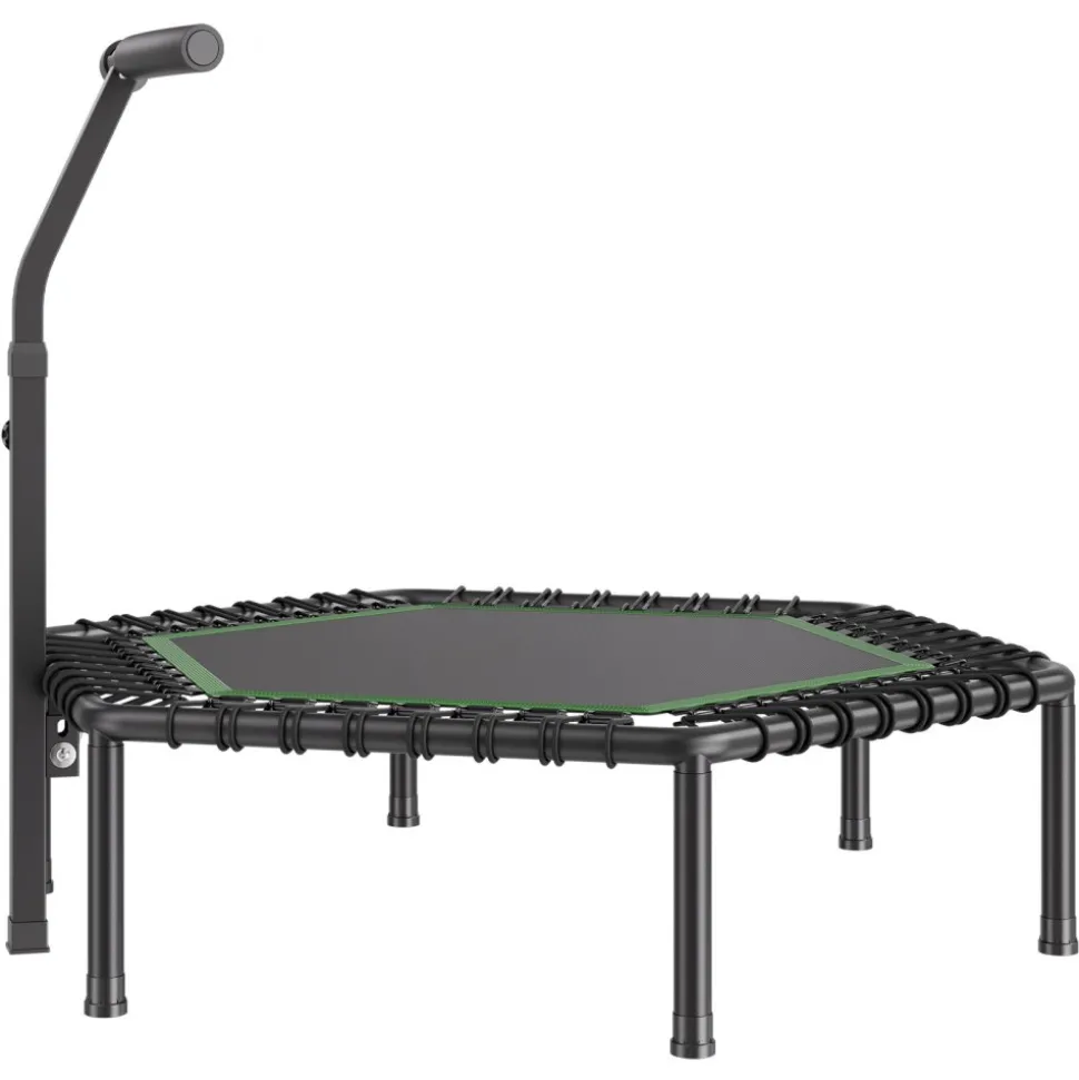 VEVOR 54.5 Inch Mini Trampoline, 450 lbs Max Load Fitness Rebounder, Stable & Quiet Small Trampoline with 3 Levels Height Adjustable & Foam Handle, Exercise Rebounder for Adults Indoor/Garden Workout