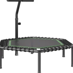 VEVOR 54.5 Inch Mini Trampoline, 450 lbs Max Load Fitness Rebounder, Stable & Quiet Small Trampoline with 3 Levels Height Adjustable & Foam Handle, Exercise Rebounder for Adults Indoor/Garden Workout