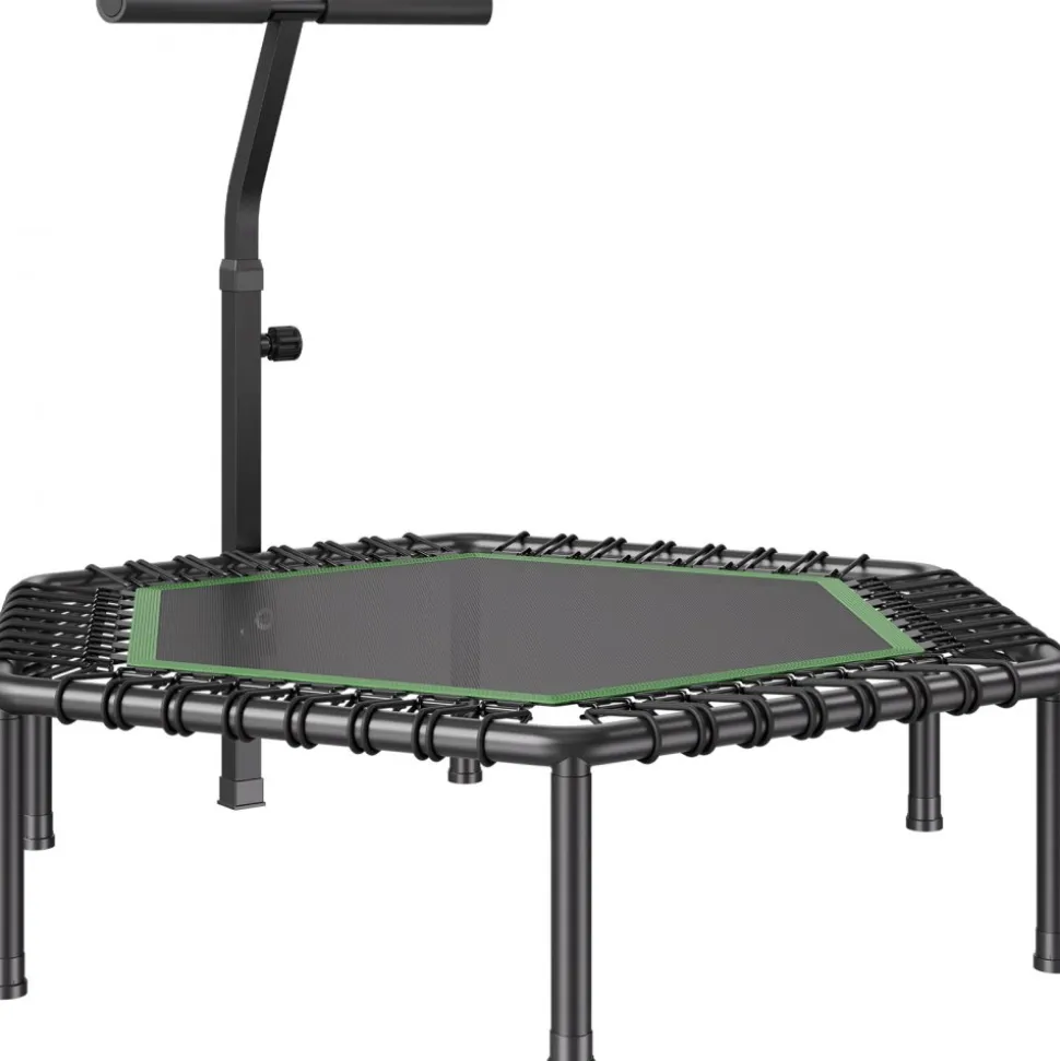 VEVOR 54.5 Inch Mini Trampoline, 450 lbs Max Load Fitness Rebounder, Stable & Quiet Small Trampoline with 3 Levels Height Adjustable & Foam Handle, Exercise Rebounder for Adults Indoor/Garden Workout