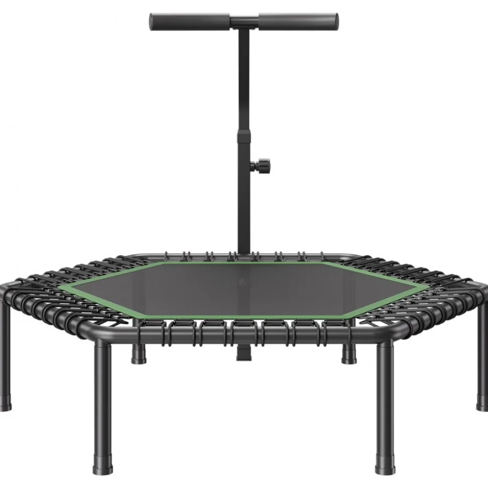 VEVOR 54.5 Inch Mini Trampoline, 450 lbs Max Load Fitness Rebounder, Stable & Quiet Small Trampoline with 3 Levels Height Adjustable & Foam Handle, Exercise Rebounder for Adults Indoor/Garden Workout