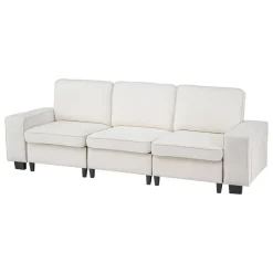 VEVOR 100-Inch Modular 3-Seater Sofa – Comfy Couch with Deep Seats & Hidden Storage, Modern Design for Living Room, Apartment, or Office, White