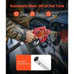 VEVOR 3/4-Inch NPT Automatic Fuel Nozzle, Max Flow Rate 11.8 GPM, Auto Shut Off Diesel Gas Pump Nozzle with 3-Speed Trigger Lock & 13/16-Inch (OD=20 mm) Spout for Gasoline, Diesel, Kerosene, Red