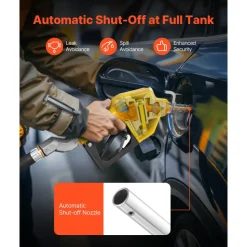 VEVOR 3/4-Inch NPT Automatic Fuel Nozzle, Max Flow Rate 11.8 GPM, Auto Shut Off Diesel Gas Pump Nozzle with 3-Speed Trigger Lock & 0.78 in (OD=20 mm) Spout for Gasoline, Diesel, Kerosene, Yellow