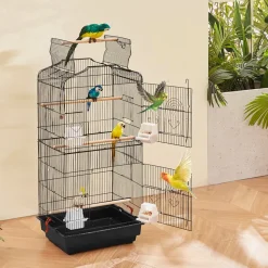 VEVOR 41-inch Open Top Large Parrot Bird Cage, Hanging Bird Cage for Parakeets Finches Canaries Lovebirds Cockatiels Budgies Small Quaker Conures Travel Pet Flight Birdcage with Swing and Perch