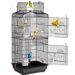 VEVOR 41-inch Open Top Large Parrot Bird Cage, Hanging Bird Cage for Parakeets Finches Canaries Lovebirds Cockatiels Budgies Small Quaker Conures Travel Pet Flight Birdcage with Swing and Perch