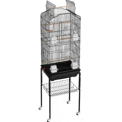 VEVOR 64-inch Open Top Large Parrot Bird Cage with Detachable Rolling Stand for Parakeets Finches Canaries Lovebirds Cockatiels Budgies Small Quaker Conures Flight Birdcage with Swing and Perch