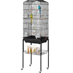 VEVOR 64-inch Open Top Large Parrot Bird Cage with Detachable Rolling Stand for Parakeets Finches Canaries Lovebirds Cockatiels Budgies Small Quaker Conures Flight Birdcage with Swing and Perch