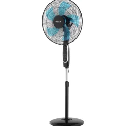 VEVOR 18-Inch Pedestal Fan, 2700 CFM Standing Floor Fan with Remote Control, 9 Speeds & 3 Modes, Oscillating Adjustable Height, Quiet DC Motor 5-Blade for Home, Bedroom, Garage, Workshop, Black