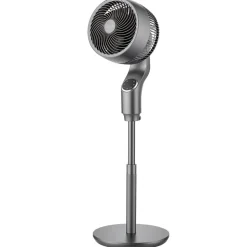 VEVOR 9-Inch Pedestal Fan, 80° Oscillating Standing Floor Fan with Quite DC Motor, Remote Control, 9 Speeds & 4 Smart Modes, 24H Timer, Adjustable Height, for Home, Bedroom, Living Room, Silver Gray