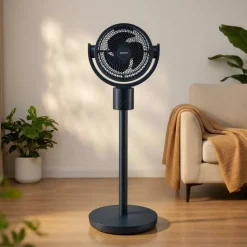 VEVOR 7-Inch Pedestal Fan, Oscillating Standing Floor Fan with DC Motor, Remote Control, 12 Speeds & 3 Modes, 15H Timer, Adjustable Height, Quiet for Home, Bedroom, Living Room, Study Room, Blue Gray