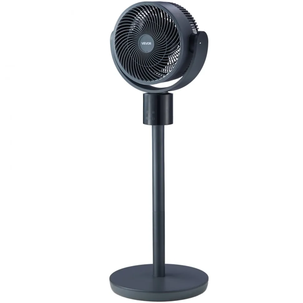 VEVOR 7-Inch Pedestal Fan, Oscillating Standing Floor Fan with DC Motor, Remote Control, 12 Speeds & 3 Modes, 15H Timer, Adjustable Height, Quiet for Home, Bedroom, Living Room, Study Room, Blue Gray