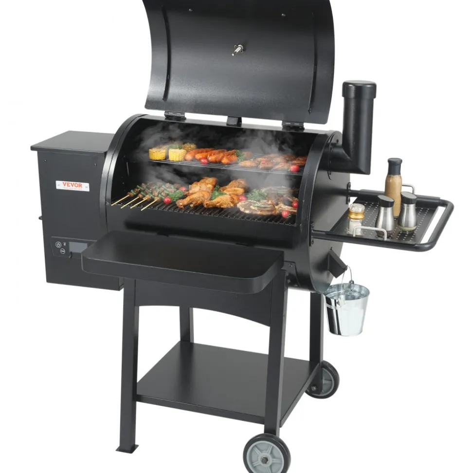VEVOR 53 inch Portable Charcoal Grill, Propane Gas Grills with Cover and Cart, Heavy Duty Iron BBQ Grill, Mini Tabletop Smoker for Outdoor Cooking, Barbecue Camping, Picnic, Patio, and Backyard, Black