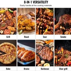 VEVOR 53 inch Portable Charcoal Grill, Propane Gas Grills with Cover and Cart, Heavy Duty Iron BBQ Grill, Mini Tabletop Smoker for Outdoor Cooking, Barbecue Camping, Picnic, Patio, and Backyard, Black