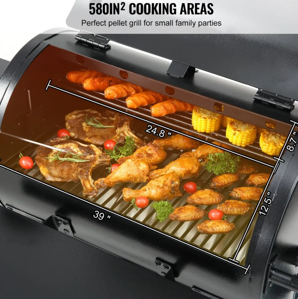 VEVOR 53 inch Portable Charcoal Grill, Propane Gas Grills with Cover and Cart, Heavy Duty Iron BBQ Grill, Mini Tabletop Smoker for Outdoor Cooking, Barbecue Camping, Picnic, Patio, and Backyard, Black