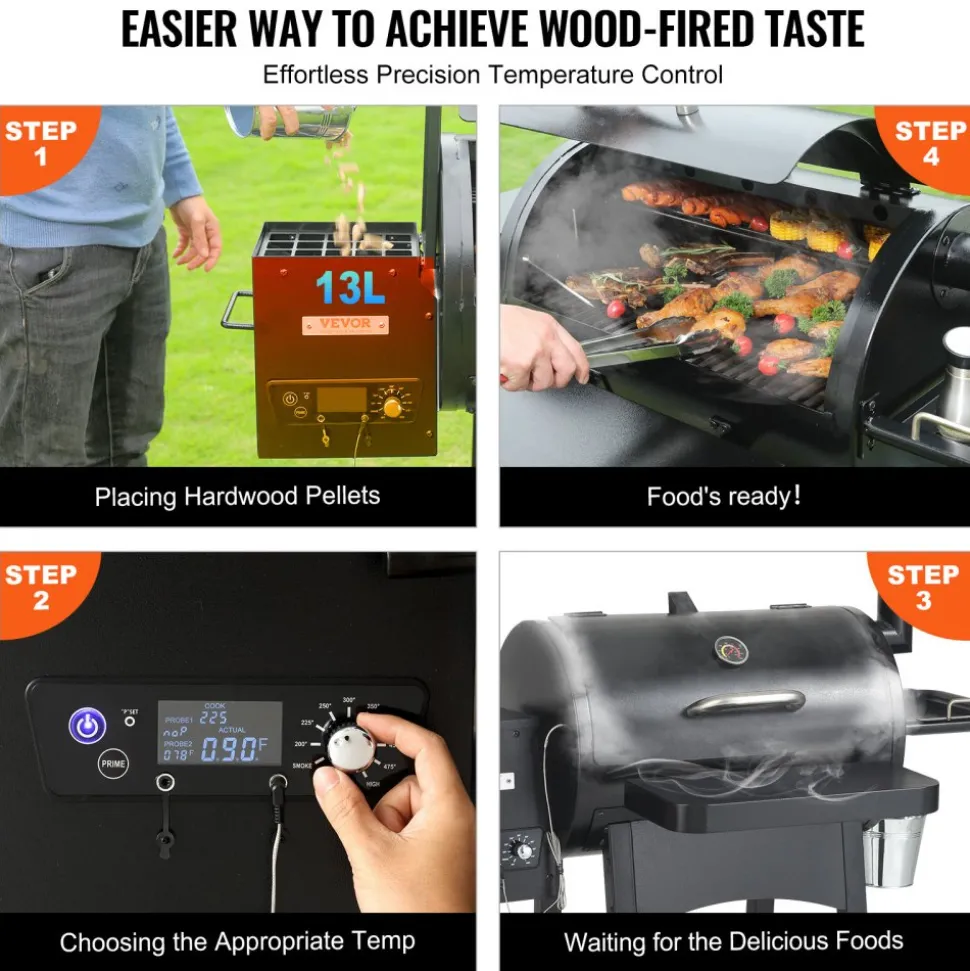VEVOR 53 inch Portable Charcoal Grill, Propane Gas Grills with Cover and Cart, Heavy Duty Iron BBQ Grill, Mini Tabletop Smoker for Outdoor Cooking, Barbecue Camping, Picnic, Patio, and Backyard, Black