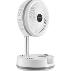 VEVOR 10 inch Portable Foldable Rechargeable Oscillating Fan, 3-in-1 Battery Operated with Remote Control, Quiet Desk/Table Pedestal Fan, 9 Speeds,90-degree Auto Left/Right Rotation,for Home,Office