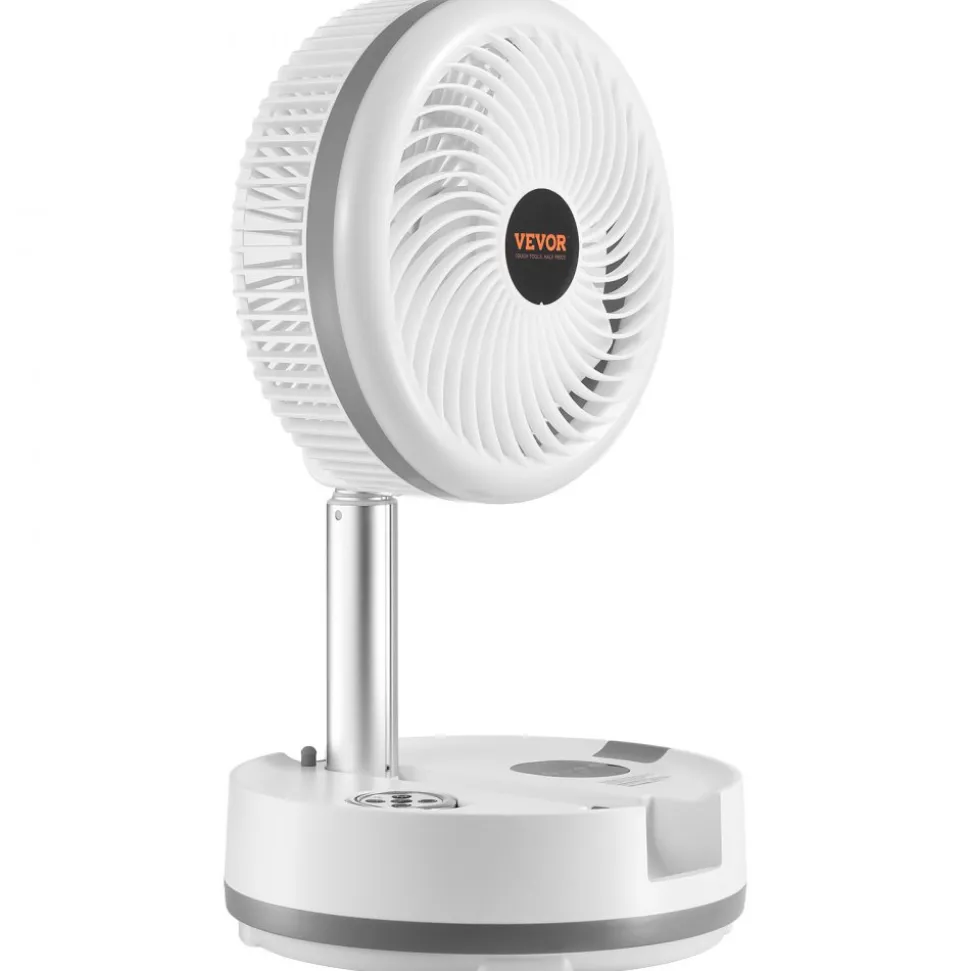 VEVOR 10 inch Portable Foldable Rechargeable Oscillating Fan, 3-in-1 Battery Operated with Remote Control, Quiet Desk/Table Pedestal Fan, 9 Speeds,90-degree Auto Left/Right Rotation,for Home,Office