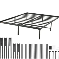 VEVOR 14 Inch Queen Metal Bed Frame Platform, No Box Spring Needed, 1500 lbs Loading Capacity Embedded Heavy Duty Mattress Foundation with Steel Slat Support, Easy Assembly, Noise Free