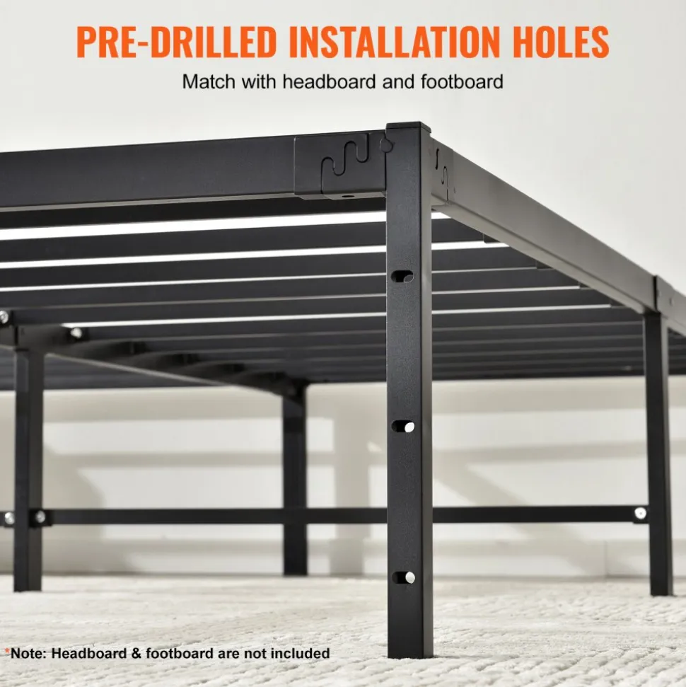 VEVOR 14 Inch Queen Metal Bed Frame Platform, No Box Spring Needed, 1500 lbs Loading Capacity Embedded Heavy Duty Mattress Foundation with Steel Slat Support, Easy Assembly, Noise Free