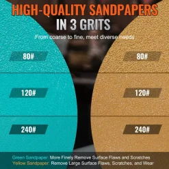 VEVOR 1/2/3 Inch Random Orbital Air Sander, High-Speed 15000RPM Mini Pneumatic Sander for Auto Body Work, 58PCS Air Powered Sander Kit with Sandpapers, Wool Pad, Wavy Sponges