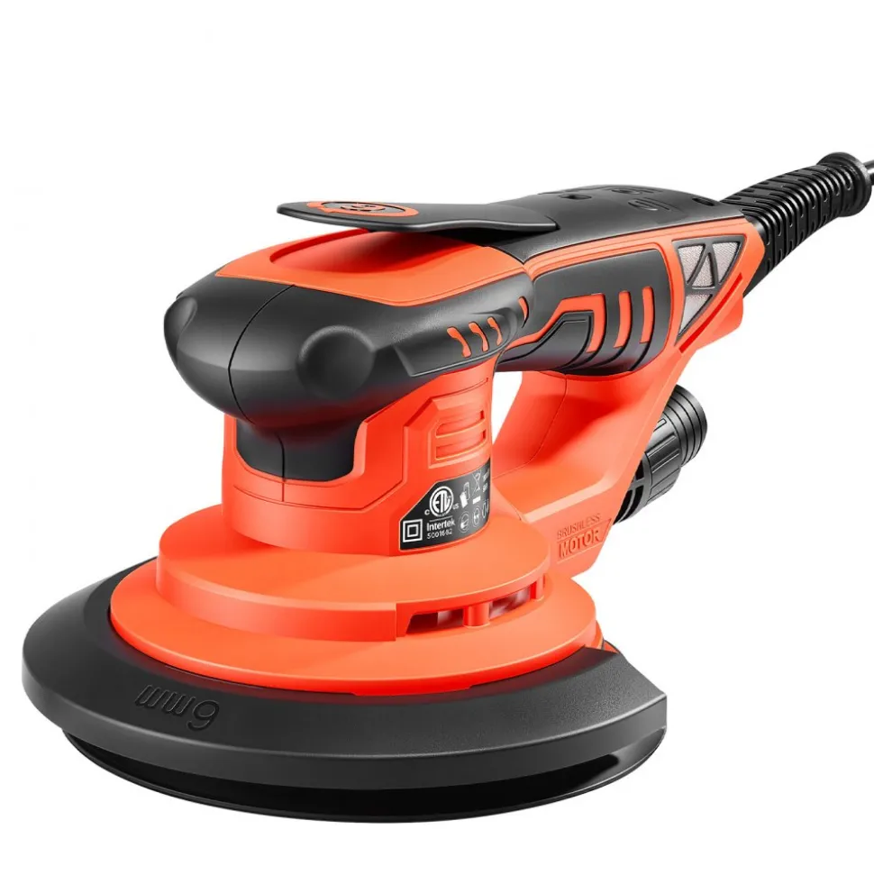 VEVOR 5 & 6-Inch Random Orbital Sander 400W Brushless Orbital Sander, 4000-10000RPM 7 Speeds Electric Palm Sanders with 20PCS Sandpapers, Dust Bag & Vacuum Hose for Woodworking Detailing Sanding
