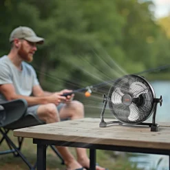 VEVOR 10 inch Rechargeable Battery Operated Camping Floor, High Velocity Portable Outdoor Fan with Metal Frame, Copper Brushless Motor, 360-degree Manual Rotation,for Fishing,Traveling, Picnicking