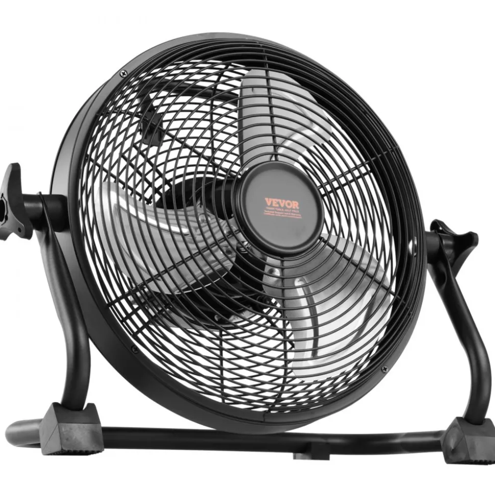 VEVOR 10 inch Rechargeable Battery Operated Camping Floor, High Velocity Portable Outdoor Fan with Metal Frame, Copper Brushless Motor, 360-degree Manual Rotation,for Fishing,Traveling, Picnicking