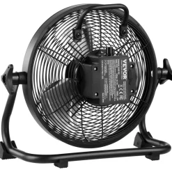VEVOR 10 inch Rechargeable Battery Operated Camping Floor, High Velocity Portable Outdoor Fan with Metal Frame, Copper Brushless Motor, 360-degree Manual Rotation,for Fishing,Traveling, Picnicking