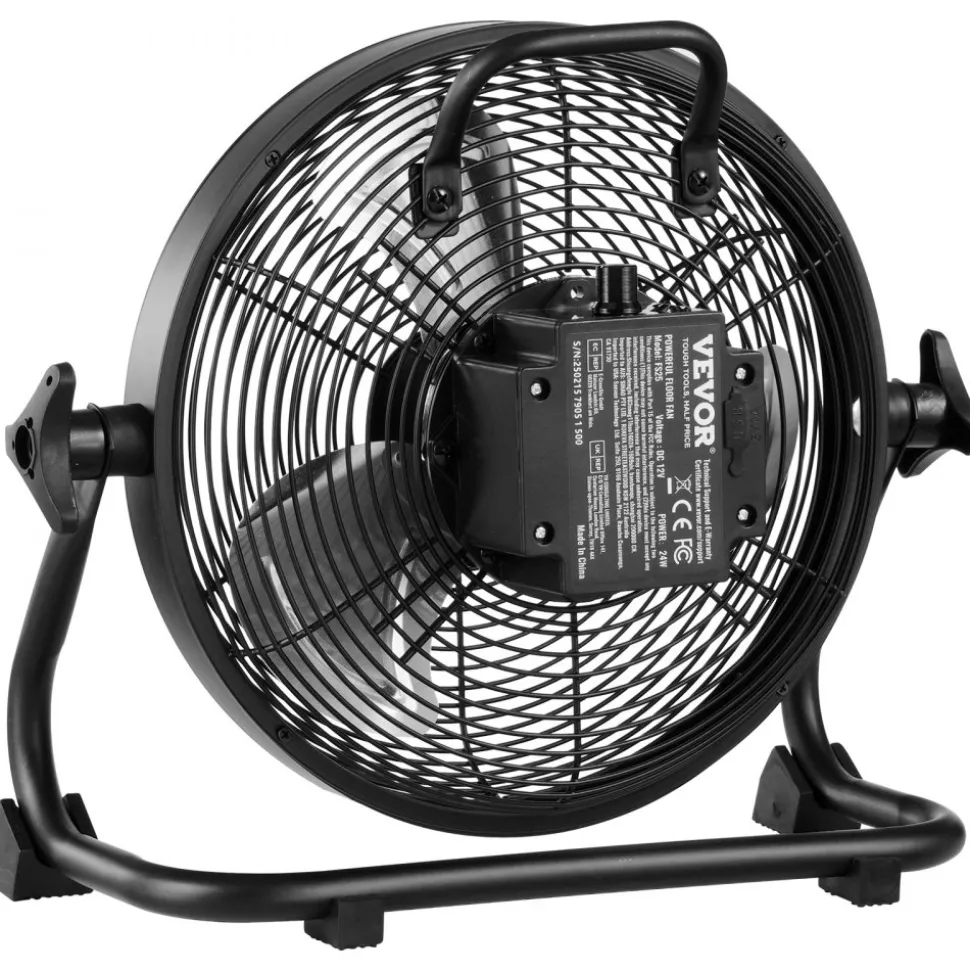 VEVOR 10 inch Rechargeable Battery Operated Camping Floor, High Velocity Portable Outdoor Fan with Metal Frame, Copper Brushless Motor, 360-degree Manual Rotation,for Fishing,Traveling, Picnicking