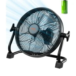VEVOR 10 inch Rechargeable Battery Operated Camping Floor, High Velocity Portable Outdoor Fan with Metal Frame, Copper Brushless Motor, 360-degree Manual Rotation,for Fishing,Traveling, Picnicking