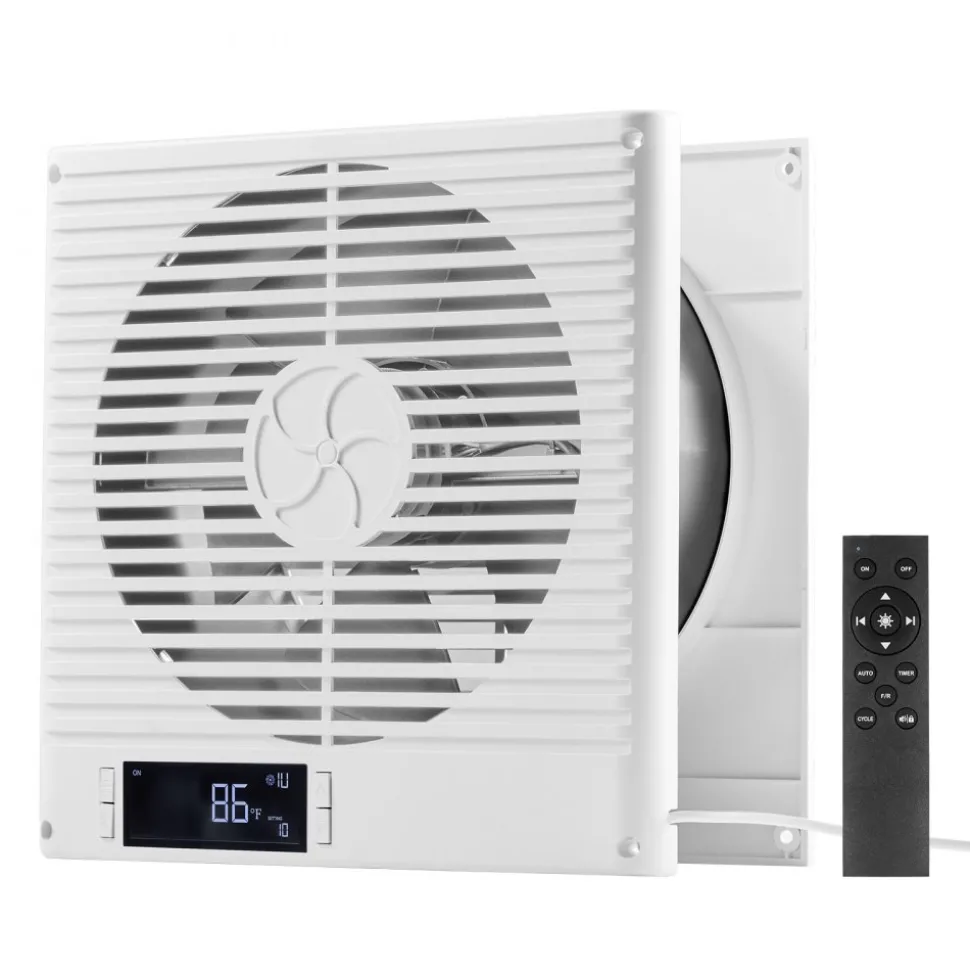VEVOR 7.5-Inch Room to Room Fan, 2-in-1 305 CFM Through Wall Fan with Remote Control & Two-Way Airflow, 10-Speed Ventilation Quiet Vent for Kitchen, Living & Laundry Room Workshop